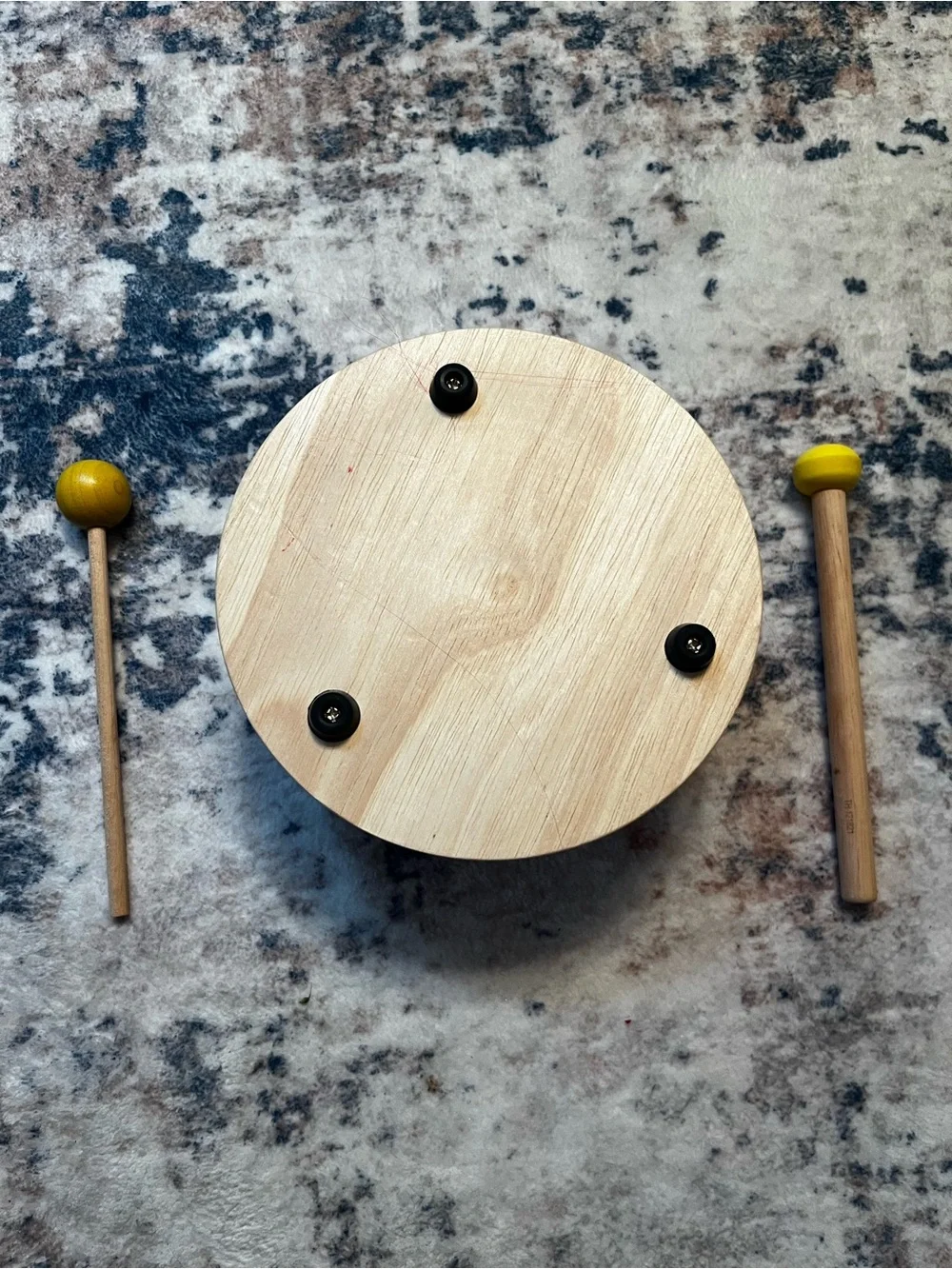 PlanToys Wooden Hand Drum with 2 Mallets sticks - Kids Musical Toy
